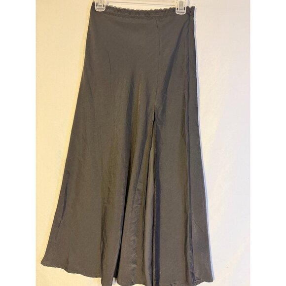 Forever 21 Womens Juniors Maxi Satin Black Skirt Size XS Long Gothic whimisgoth - Picture 1 of 3